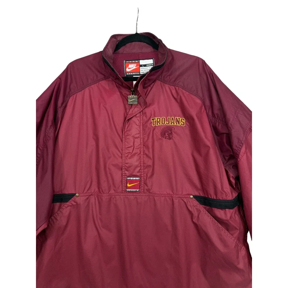 Vintage Nike Team Sports USC Trojans Jacket L Burgundy Gold Embroidered Y2K